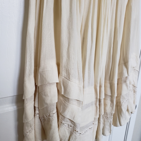 Free People White Boho Cottagecore Summer Lace Cotton Midi Dress - Picture 5 of 7